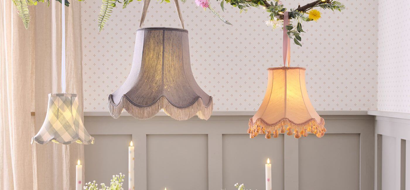 Rustic Spring Table with Vintage Hanging Lampshades.jpg
