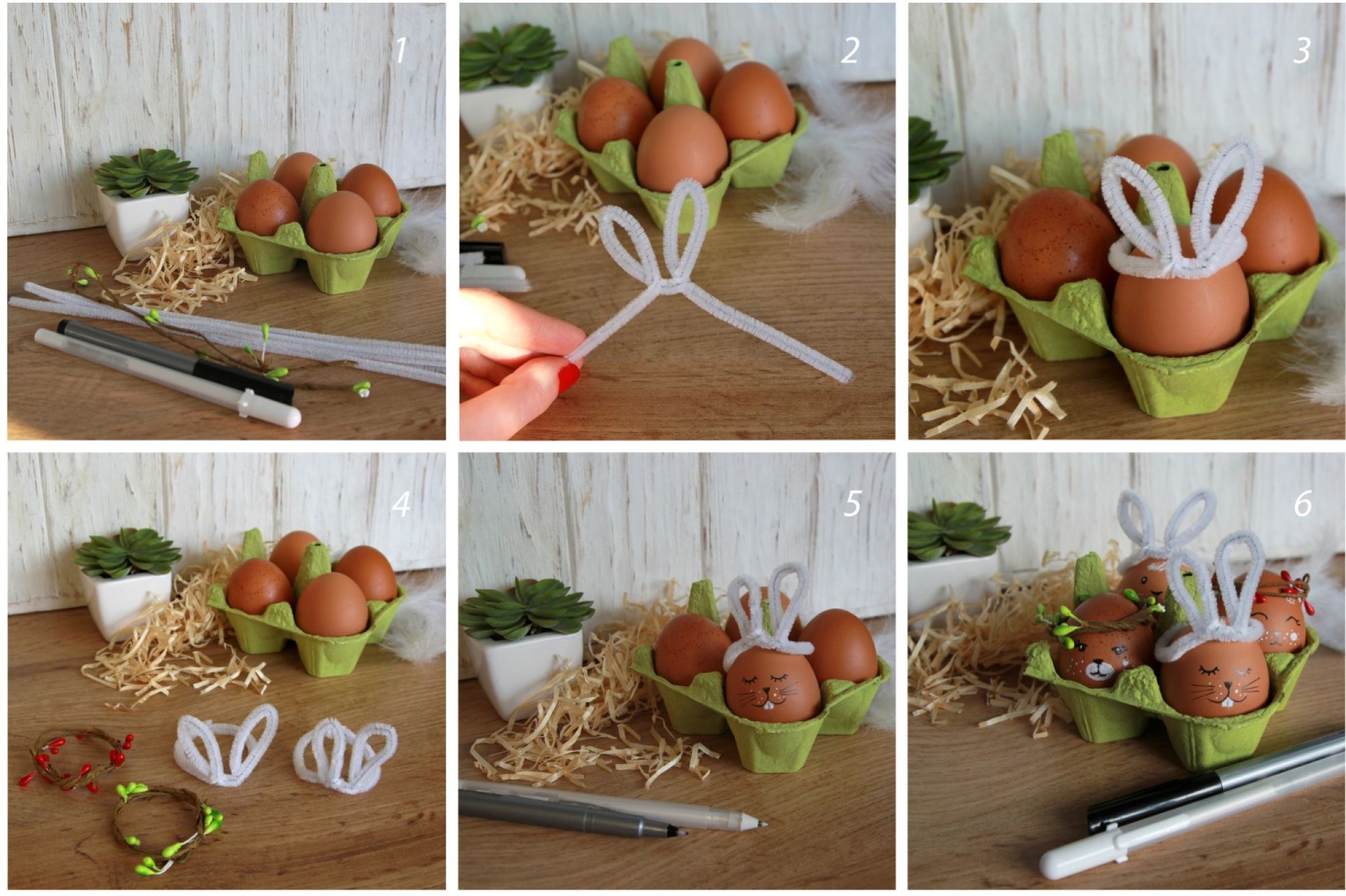 Dekoracje wielkanocne diy podstawki jajka króliczki kroki