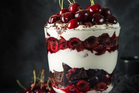 deser z wiśniami i mascarpone