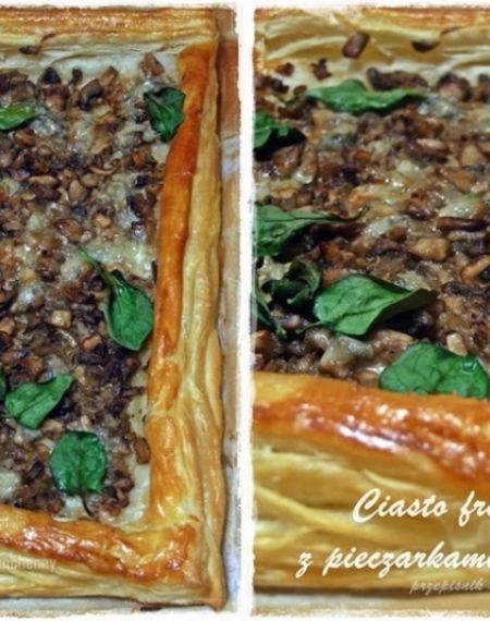 Ciasto francuskie z pieczarkami i rokpolem.