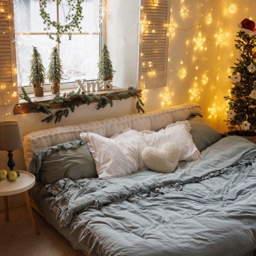sypialnia boże narodzenie dekoracje