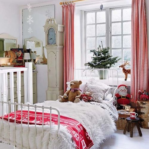 sypialnia boże narodzenie dekoracje