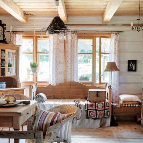 dom w stylu wiejskim salon