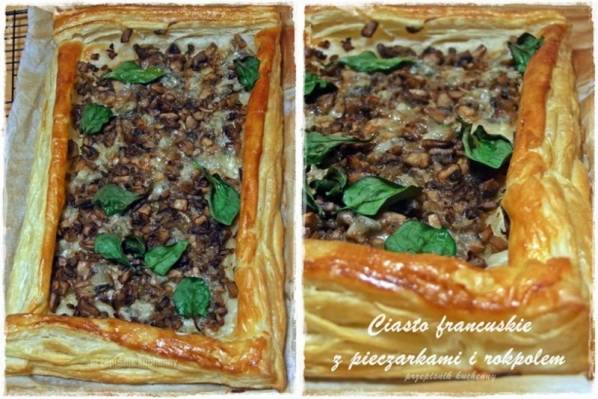 Ciasto francuskie z pieczarkami i rokpolem.