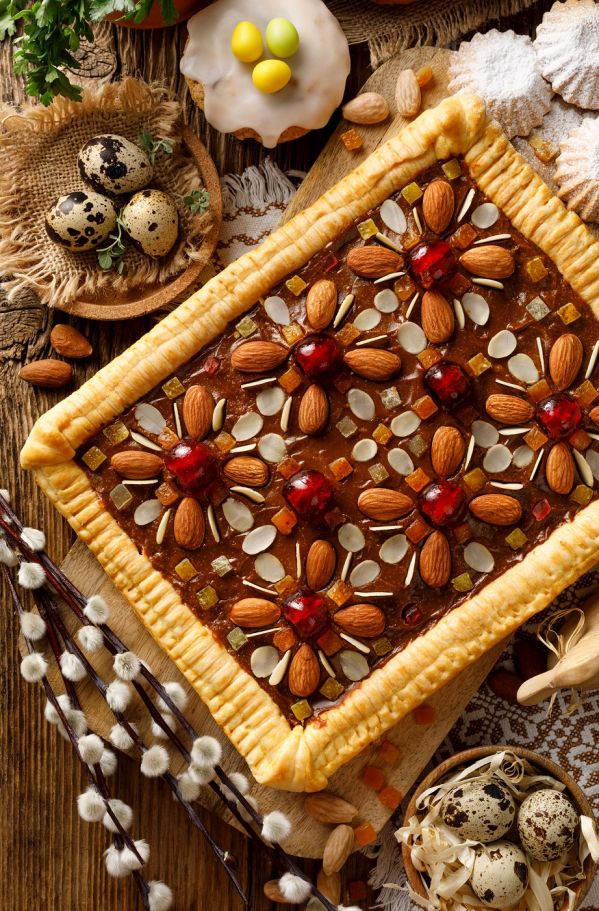 Kruchy mazurek z masą kajmakową