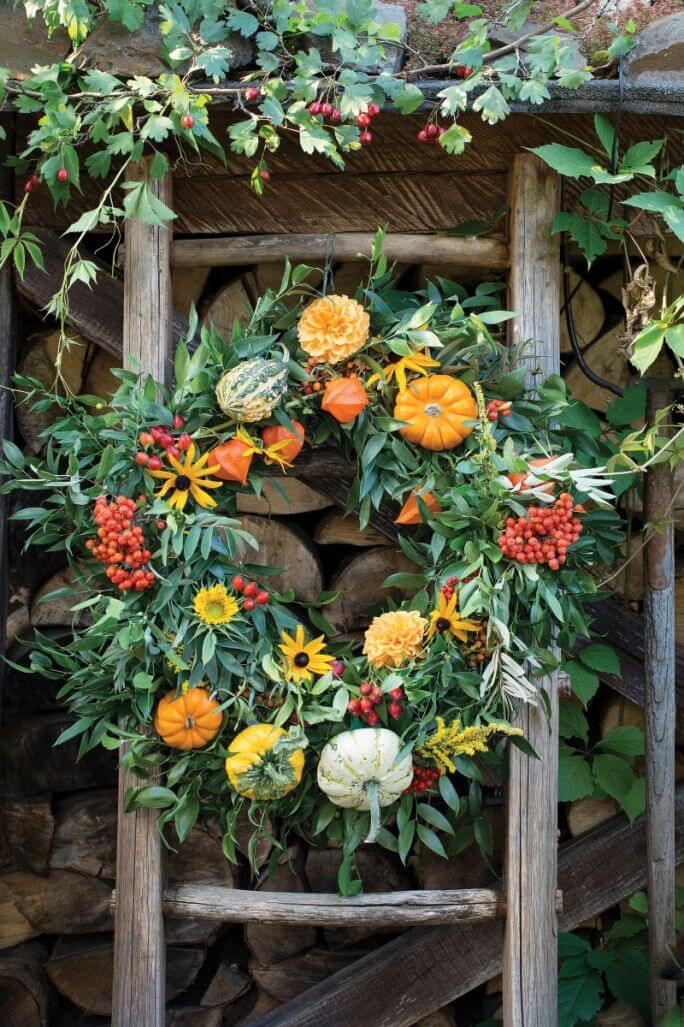 Dekoracje z dyni wianek na drzwi