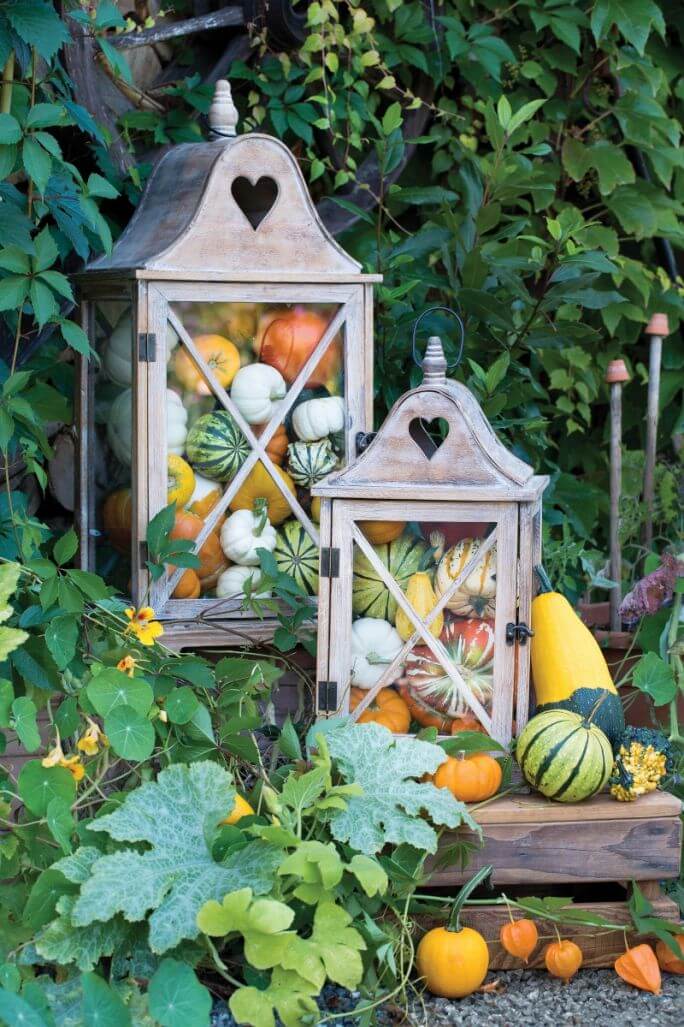Dekoracje z dyni w lampionach