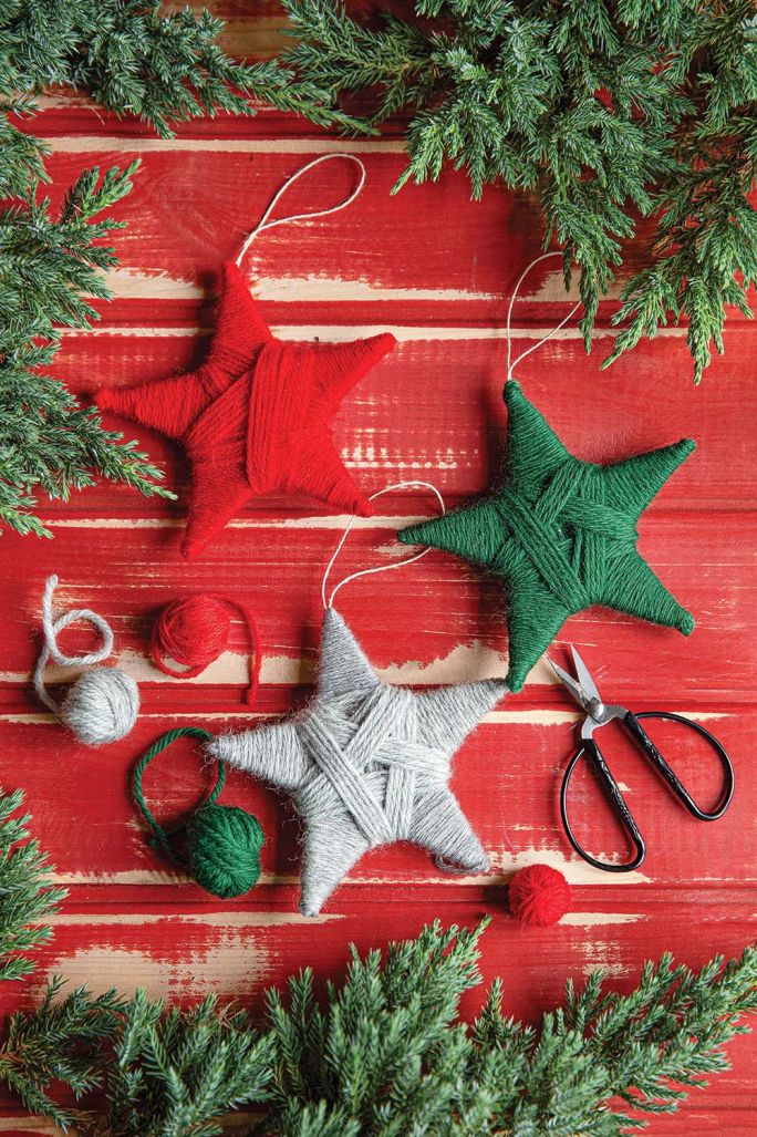 gwiazdki owijane włóczką