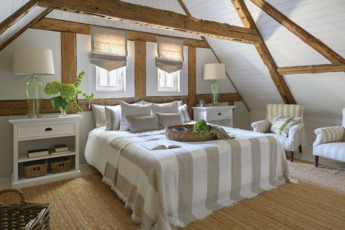sypialnia w stylu hamptons