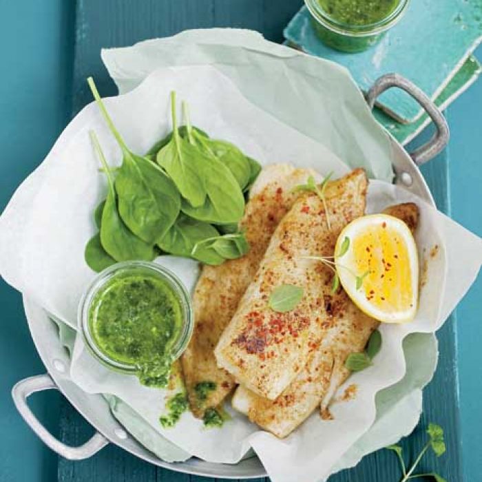 Dorsz ze szpinakowym pesto