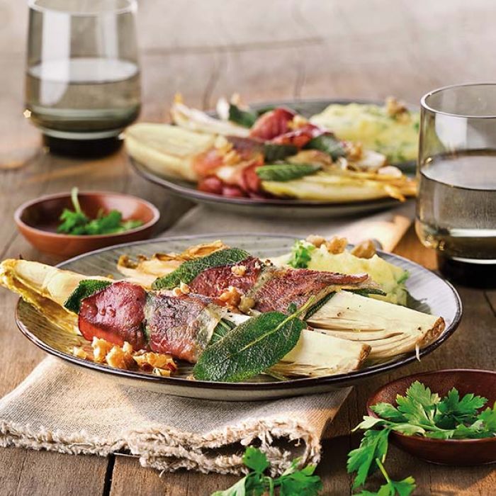 Pieczona cykoria z szynką Pieczona cykoria z szynką