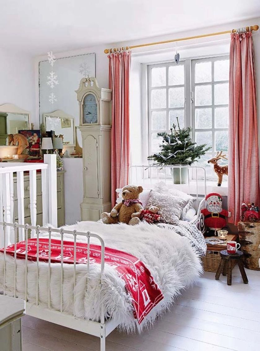 sypialnia boże narodzenie dekoracje