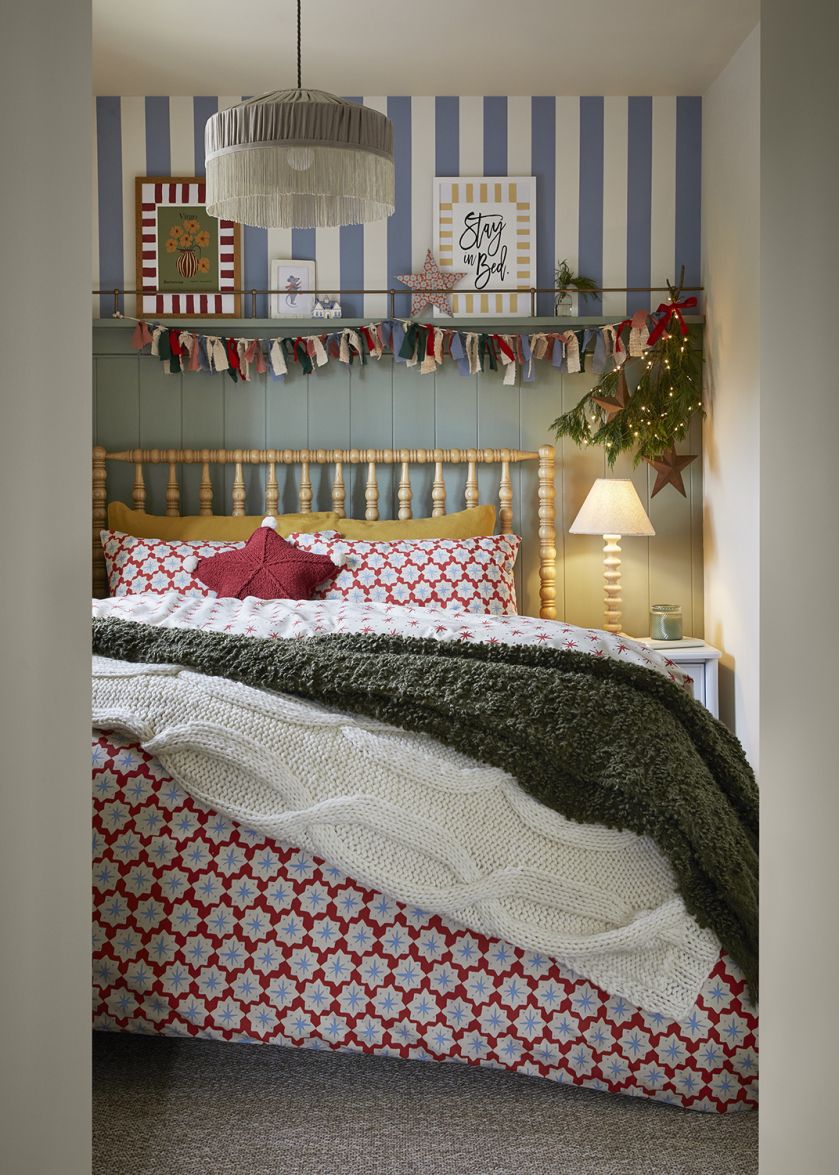 sypialnia boże narodzenie dekoracje