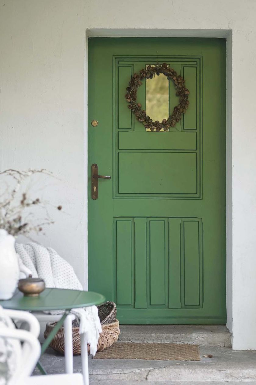 zielone drzwi wejściowe