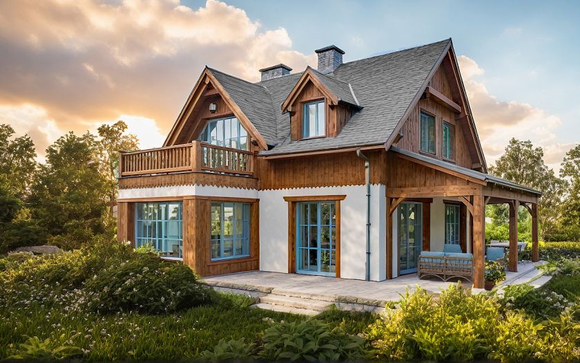 projekt drewnianego domu archideo