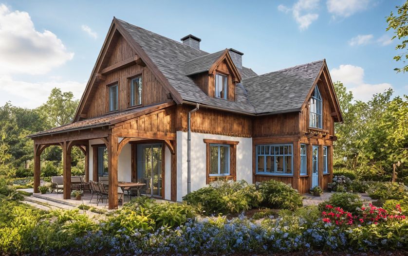 projekt drewnianego domu archideo