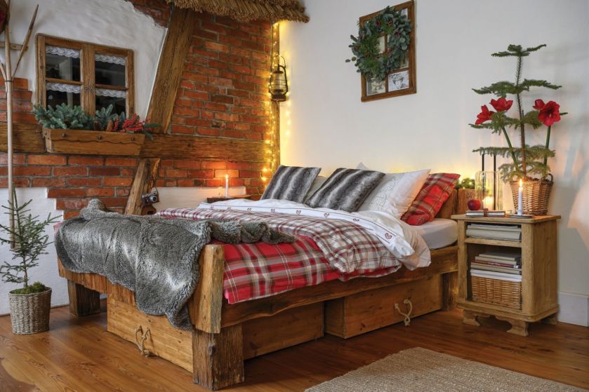 sypialnia boże narodzenie dekoracje