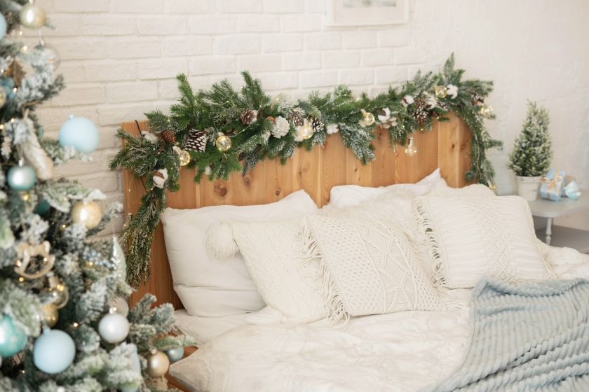 sypialnia boże narodzenie dekoracje