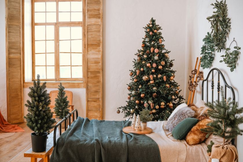 sypialnia boże narodzenie dekoracje