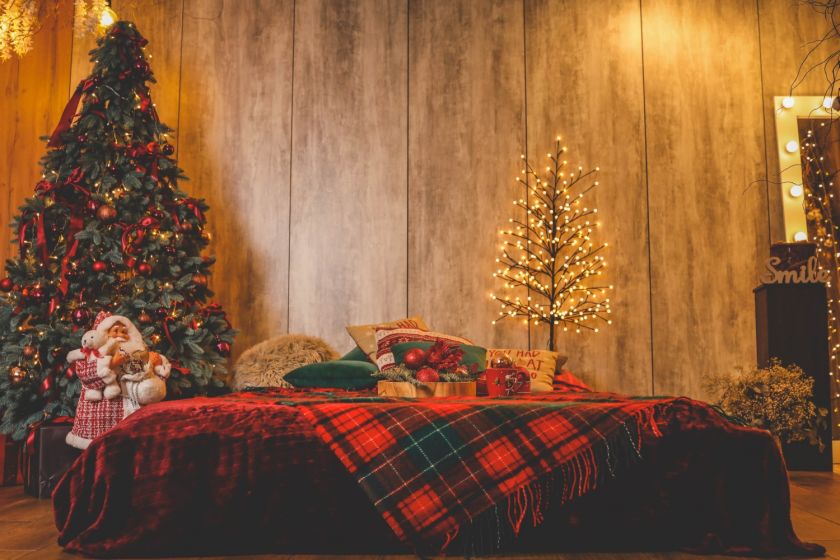sypialnia boże narodzenie dekoracje