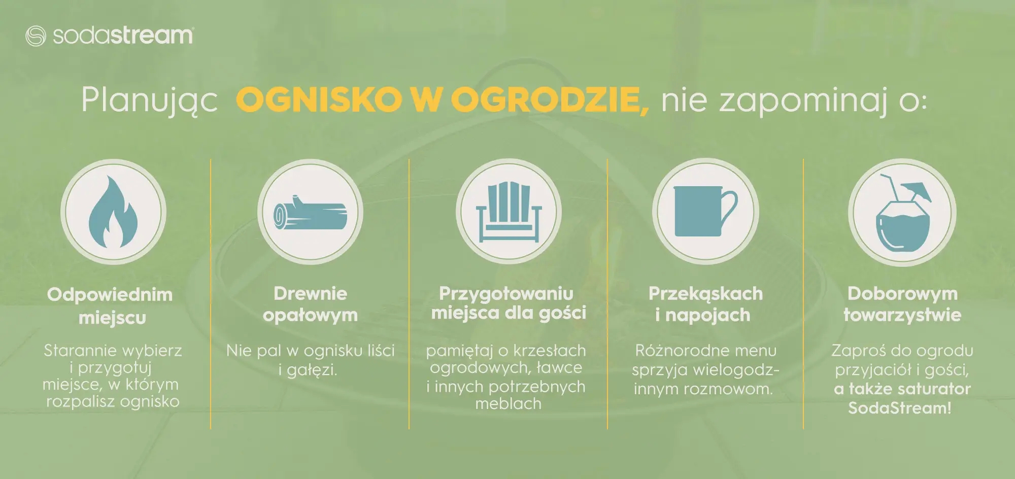 Planując ognisko w ogrodzie nie zapominaj o - infografika